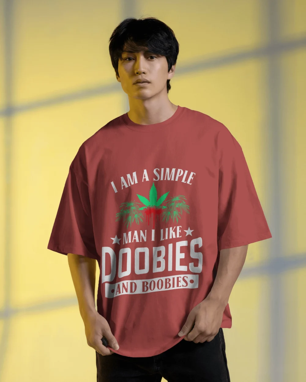 Doobies and Boobies Oversized Unisex T-Shirt | 240 GSM Heavyweight 100% Cotton Bold Weed Statement Tee – TripTribe® - Image 12