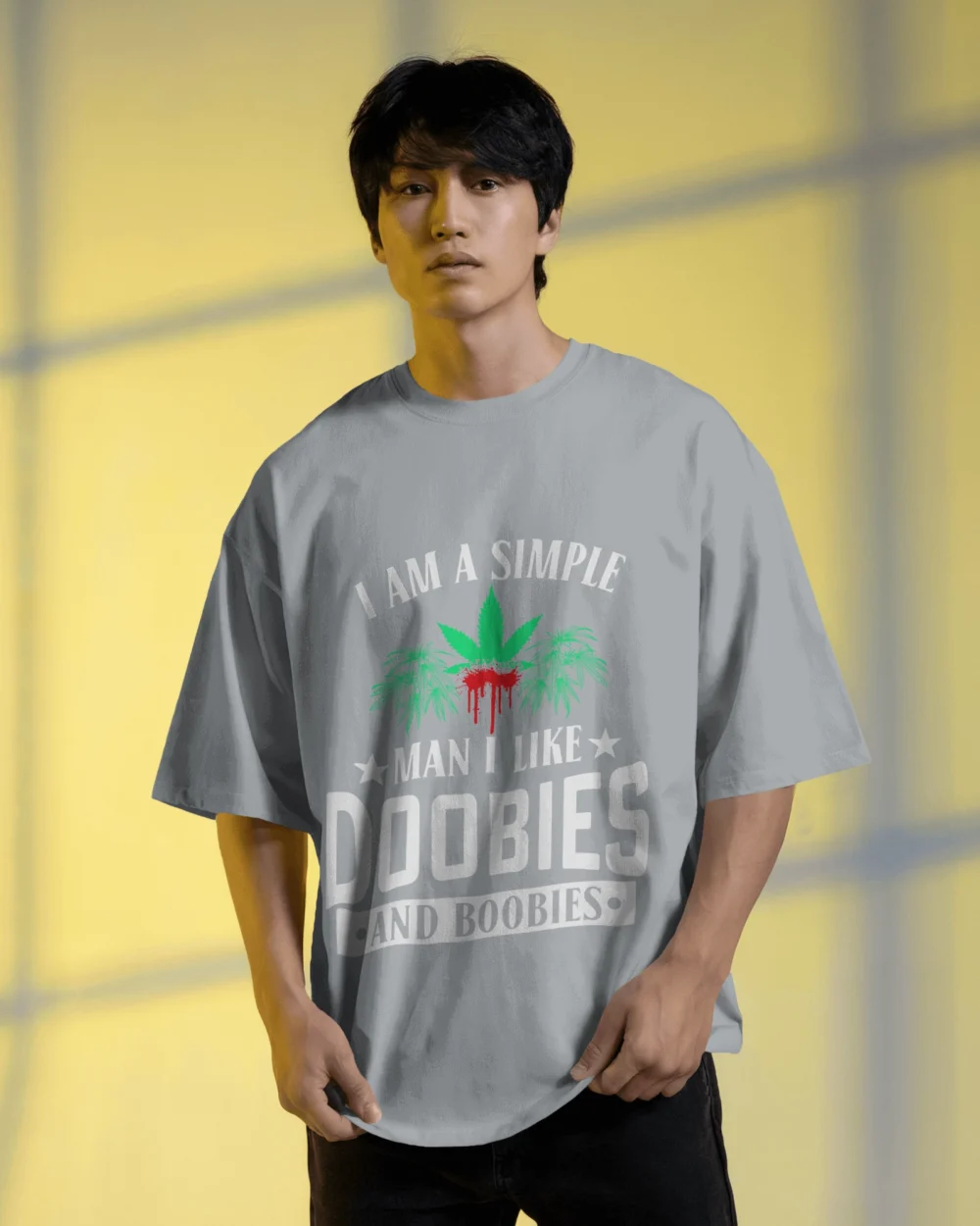 Doobies and Boobies Oversized Unisex T-Shirt | 240 GSM Heavyweight 100% Cotton Bold Weed Statement Tee – TripTribe® - Image 10