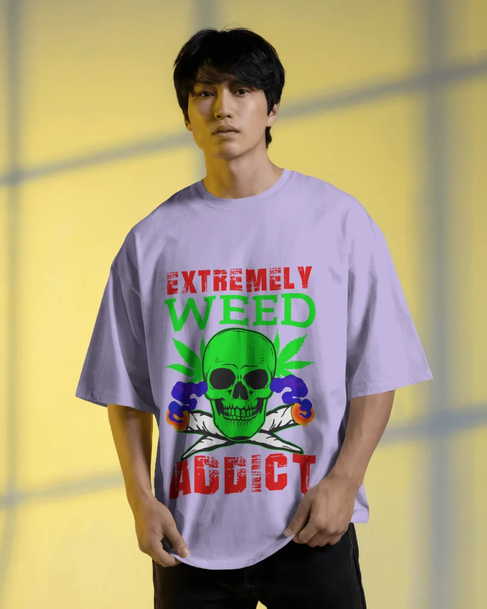 Extremely Weed Addict Oversized T-Shirt – Skull x Joints Graphic | 240 GSM Q00% COTTON | Trip Tribe - Image 7