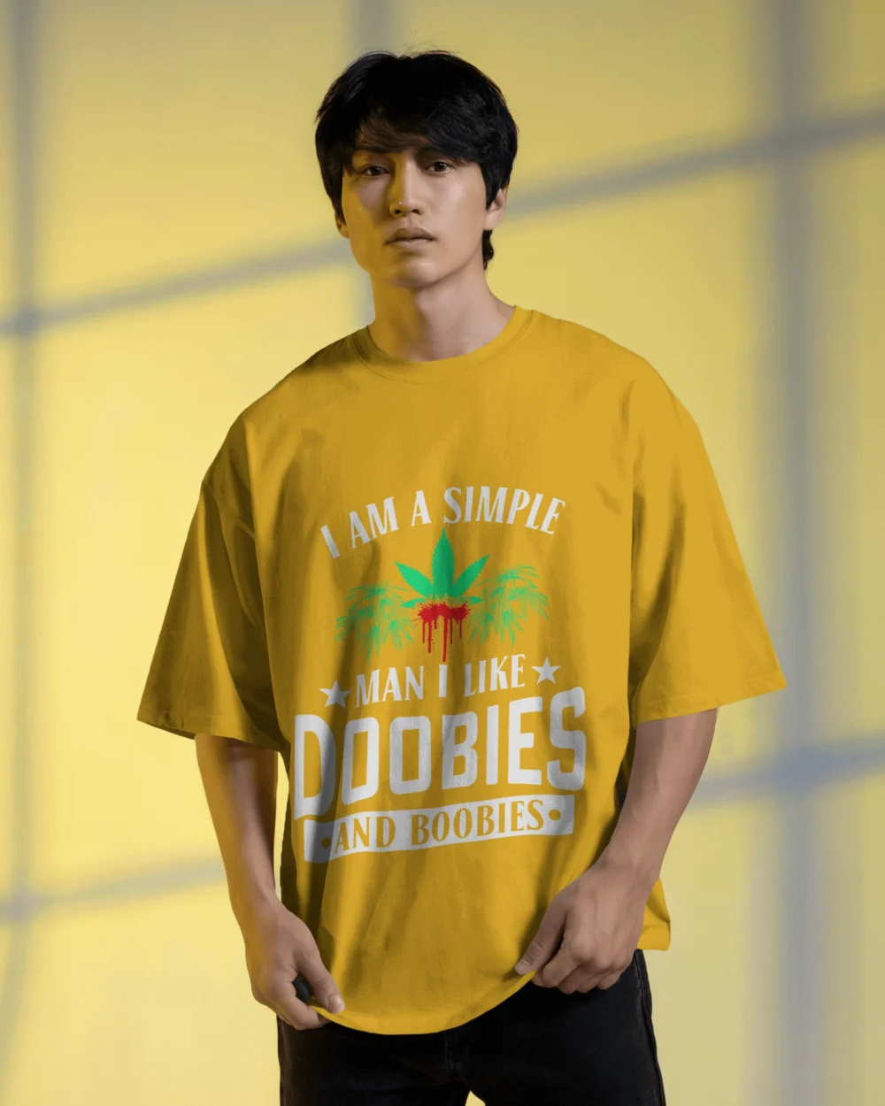 Doobies and Boobies Oversized Unisex T-Shirt | 240 GSM Heavyweight 100% Cotton Bold Weed Statement Tee – TripTribe® - Image 7