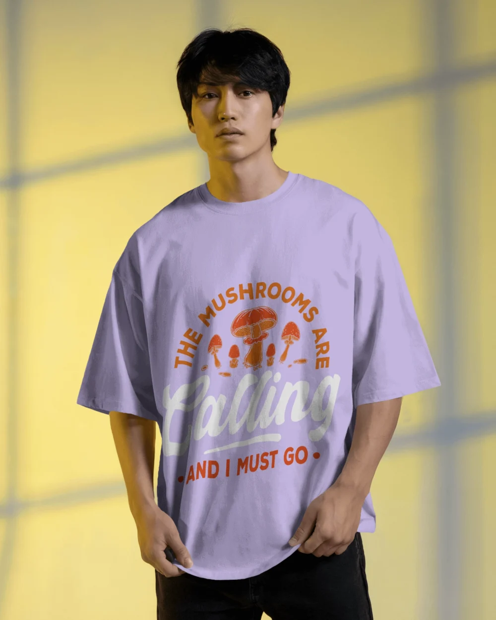 The Mushrooms Are Calling Oversized T-Shirt Unisex | 240 GSM 100% Cotton Oversized Trippy Mushroom Print – TripTribe® - Image 7