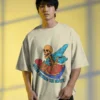 Ravin’ Beyond the Grave Skeleton DJ | Unisex 240 GSM Heavyweight Oversized Tee - Image 3