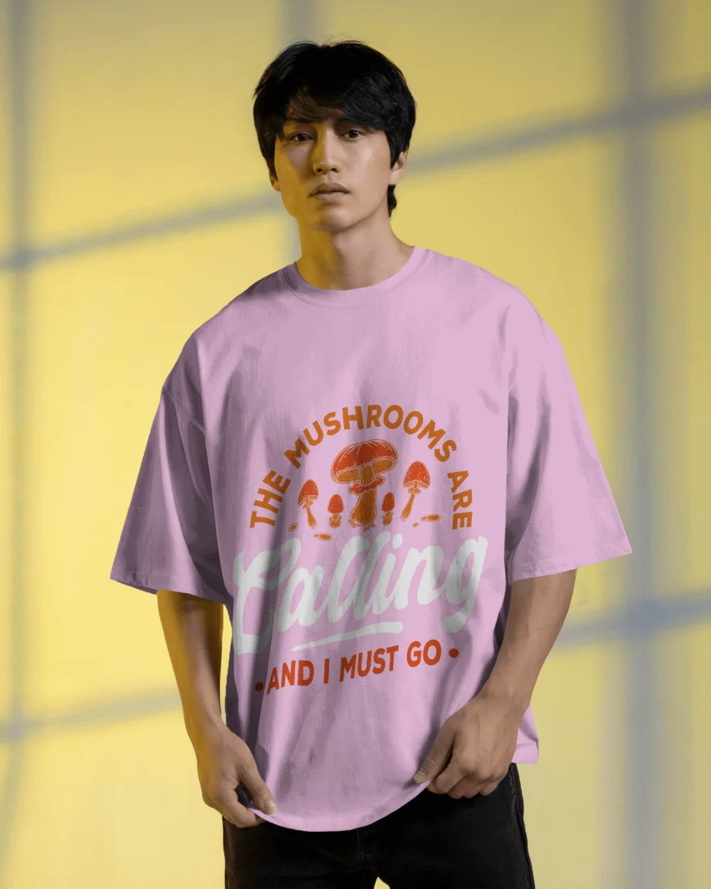 The Mushrooms Are Calling Oversized T-Shirt Unisex | 240 GSM 100% Cotton Oversized Trippy Mushroom Print – TripTribe® - Image 8