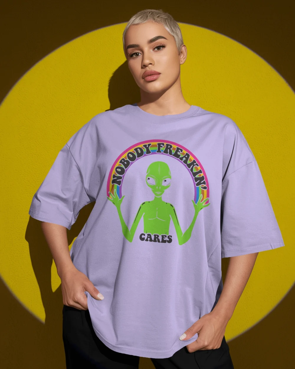 👽 Nobody Freakin’ Cares Oversized Tee | 240 GSM | TripTribe® - Image 5