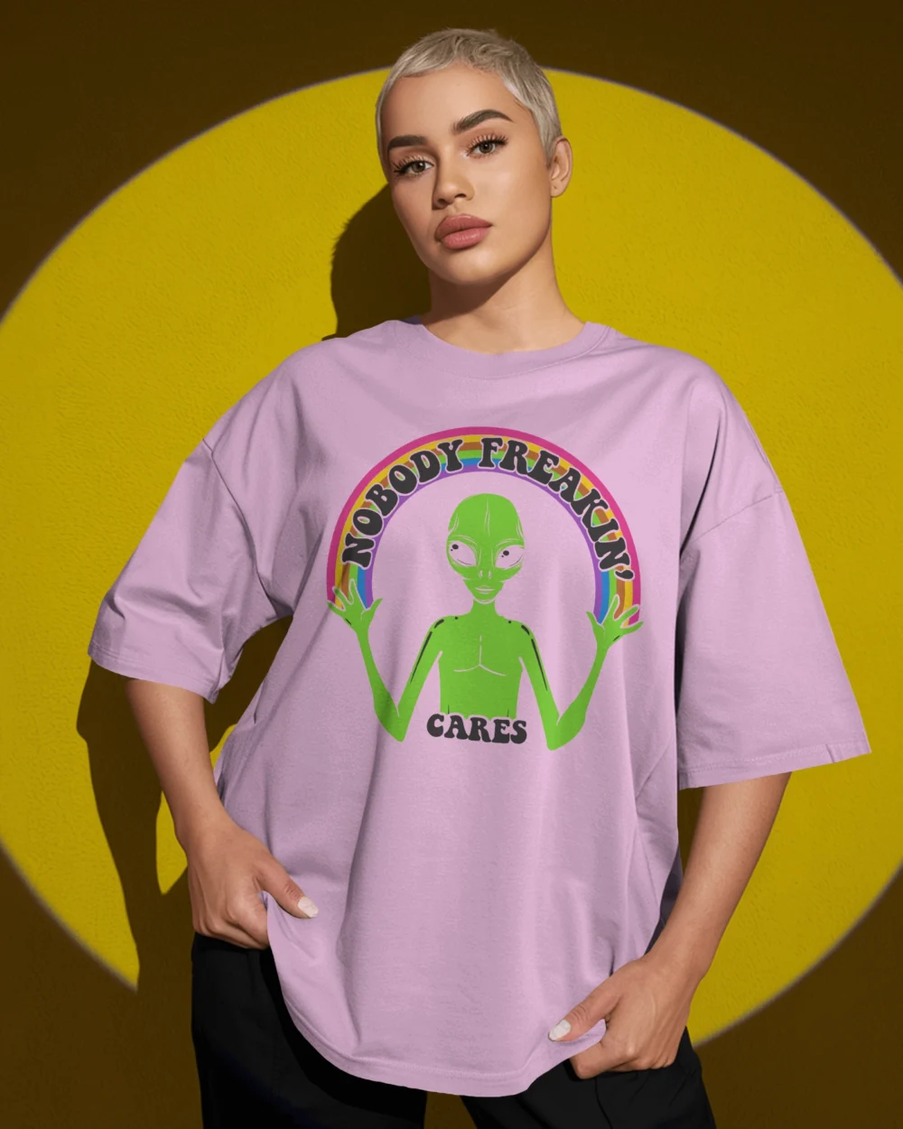 👽 Nobody Freakin’ Cares Oversized Tee | 240 GSM | TripTribe® - Image 4