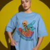 Ravin’ Beyond the Grave Skeleton DJ | Unisex 240 GSM Heavyweight Oversized Tee - Image 14