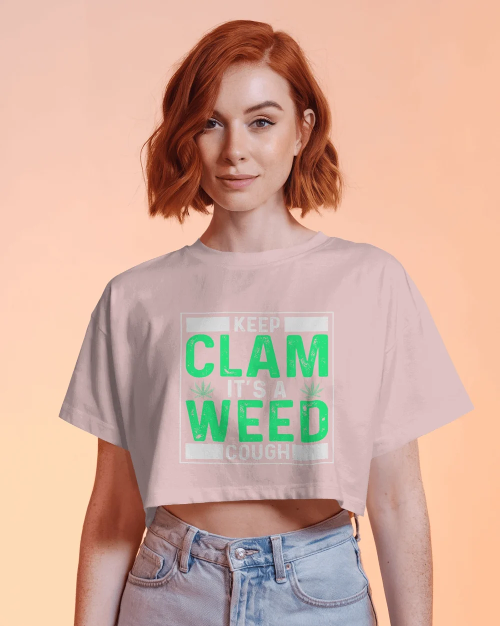 Keep Calm It’s a Weed Cough Women’s Crop Top | 180 GSM 100% Cotton Funny Stoner Graphic Tee – TripTribe® - Image 4