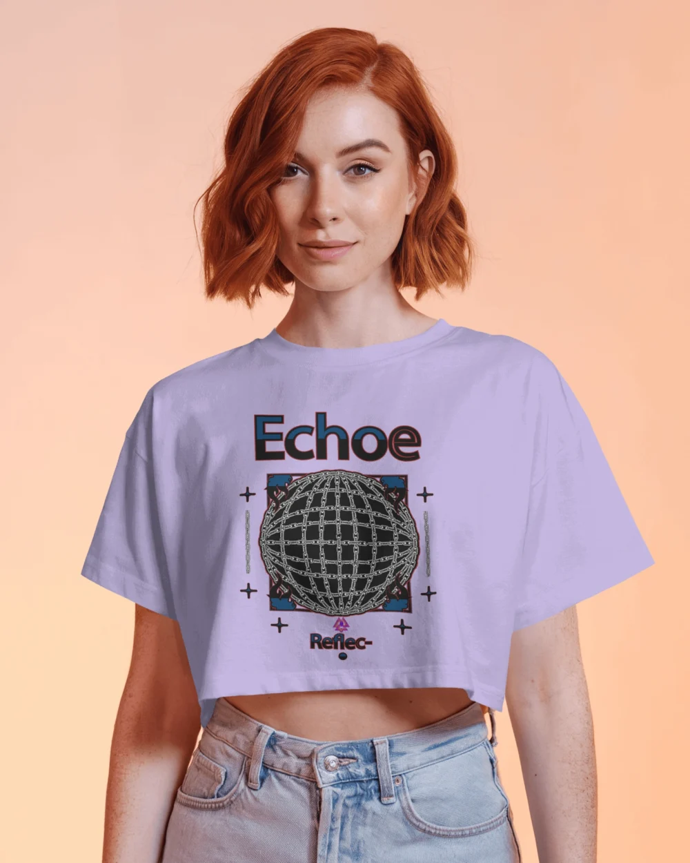 Echoe Women’s Crop Top | 180 GSM 100% Cotton Abstract Techcore Graphic Tee – TripTribe® - Image 6