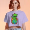 Don’t Mess With Me Crop Top | 180 GSM 100% Cotton | Alien Sitting on Earth – TripTribe® - Image 6