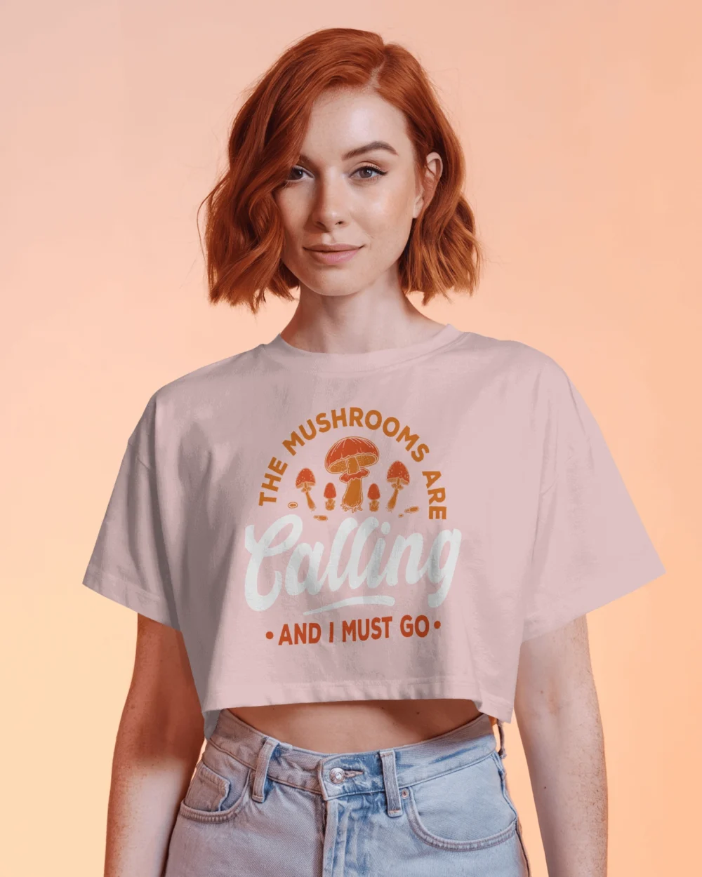 The Mushrooms Are Calling Crop Top | 100% Cotton 180GSM | Psychedelic Trippy Graphic Tee – TripTribe® - Image 8