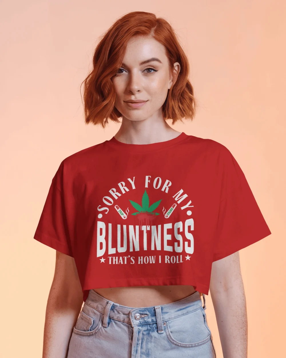 Sorry For My Bluntness Crop Top | 100% Cotton 180GSM | Trippy Weed Graphic – TripTribe® - Image 8