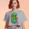 Don’t Mess With Me Crop Top | 180 GSM 100% Cotton | Alien Sitting on Earth – TripTribe® - Image 12