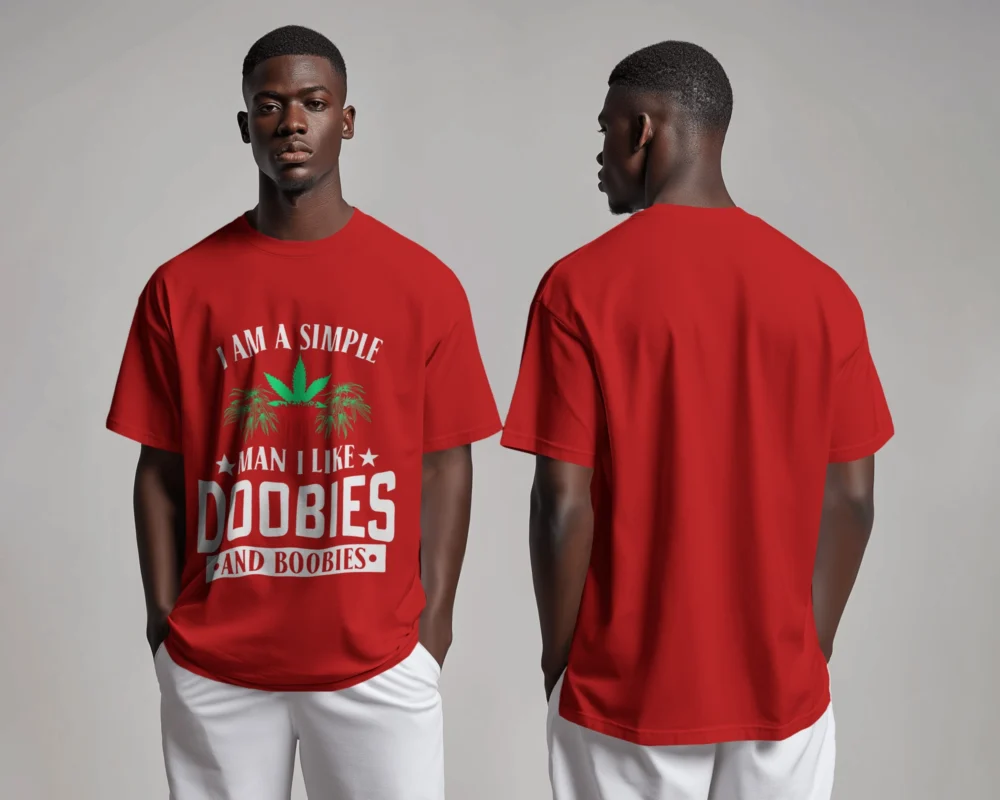 Doobies and Boobies Oversized Unisex T-Shirt | 240 GSM Heavyweight 100% Cotton Bold Weed Statement Tee – TripTribe® - Image 3