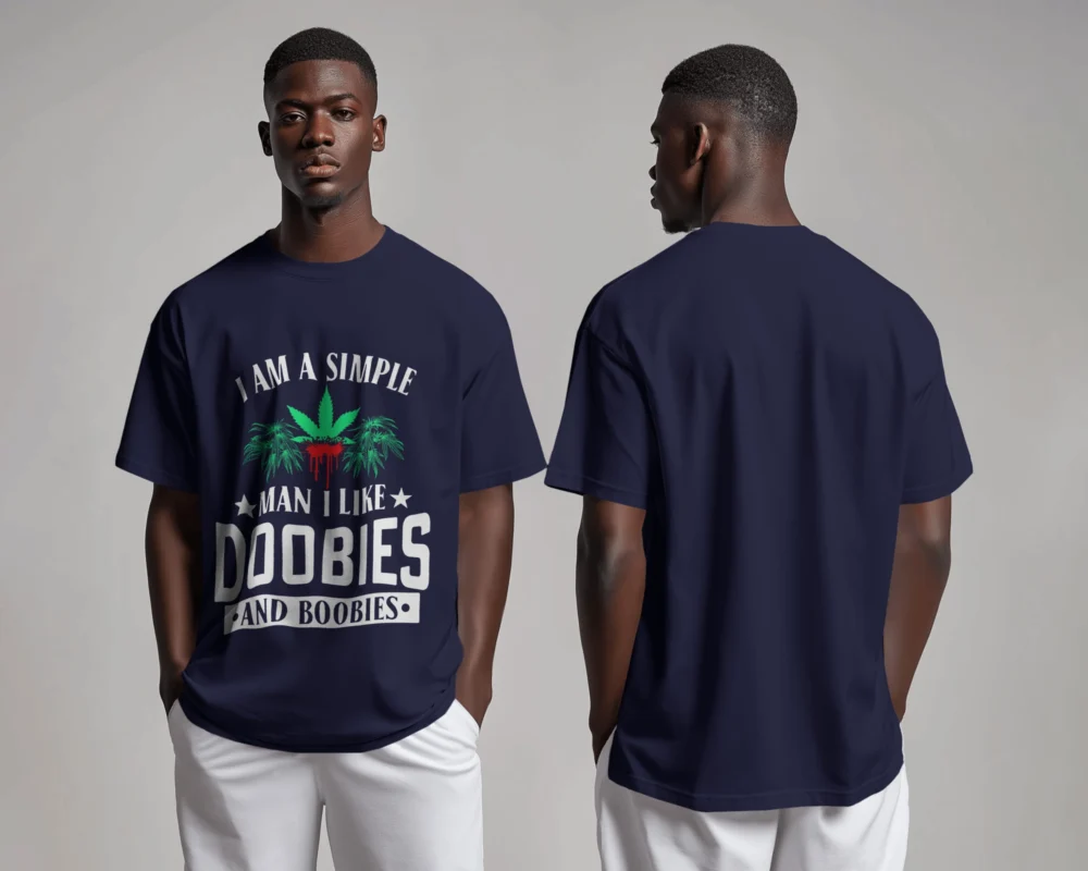 Doobies and Boobies Oversized Unisex T-Shirt | 240 GSM Heavyweight 100% Cotton Bold Weed Statement Tee – TripTribe® - Image 6