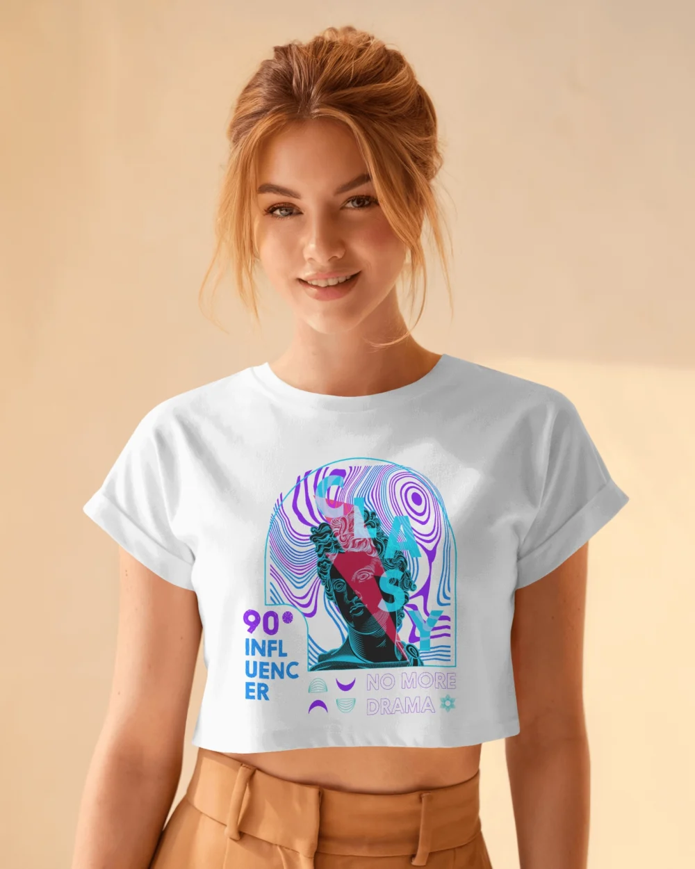 CLASSY No More Drama Women’s Crop Top | 180 GSM 100% Cotton Premium Cropped Graphic Tee – TripTribe® - Image 8