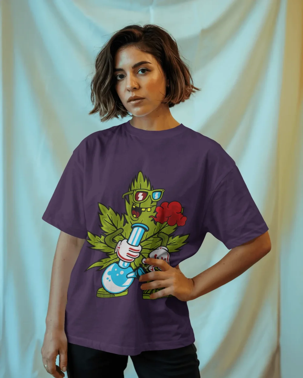 ZaZa High Oversized T-Shirt | 240 GSM Cotton Bong Graphic Tee – TripTribe® - Image 5