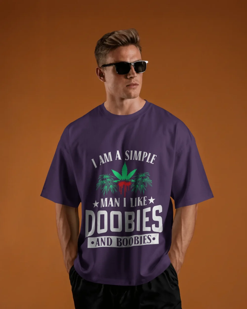Doobies and Boobies Oversized Unisex T-Shirt | 240 GSM Heavyweight 100% Cotton Bold Weed Statement Tee – TripTribe® - Image 4