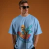 Ravin’ Beyond the Grave Skeleton DJ | Unisex 240 GSM Heavyweight Oversized Tee - Image 8