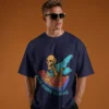 Ravin’ Beyond the Grave Skeleton DJ | Unisex 240 GSM Heavyweight Oversized Tee - Image 2
