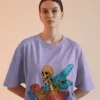 Ravin’ Beyond the Grave Skeleton DJ | Unisex 240 GSM Heavyweight Oversized Tee - Image 4