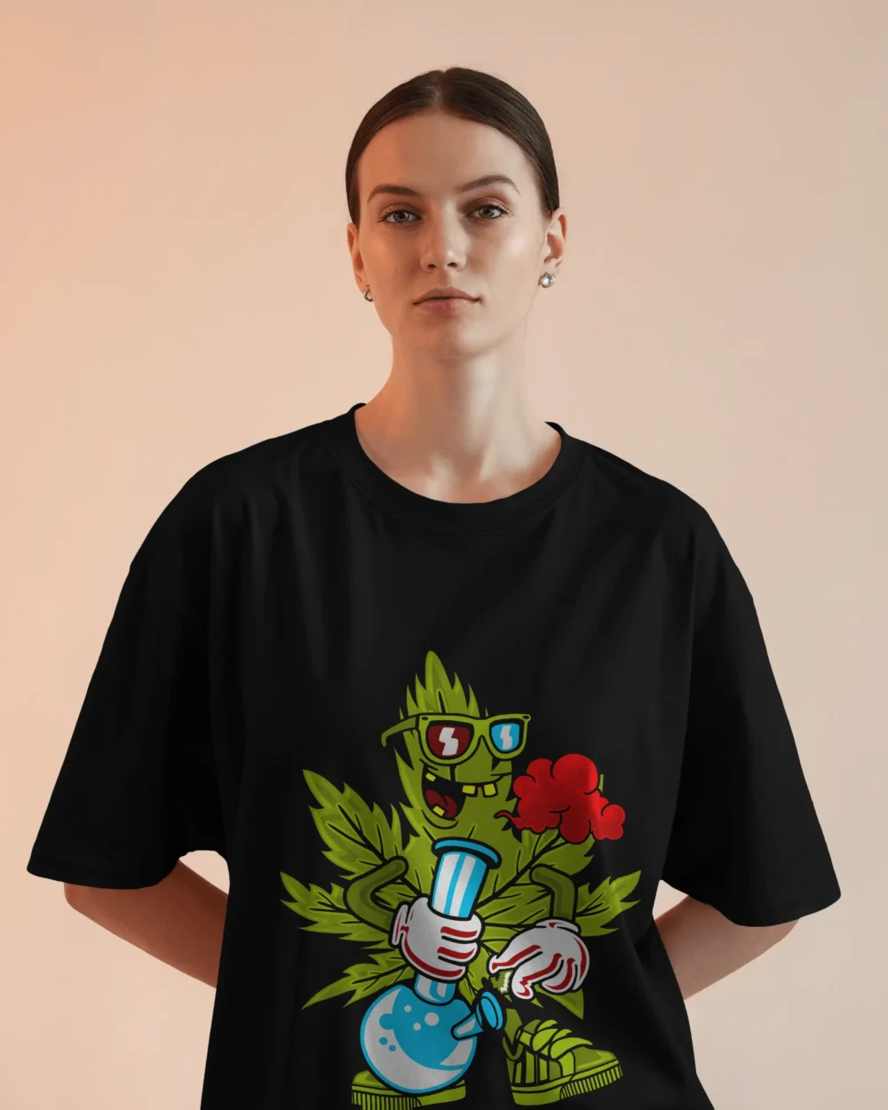 ZaZa High Oversized T-Shirt | 240 GSM Cotton Bong Graphic Tee – TripTribe® - Image 15