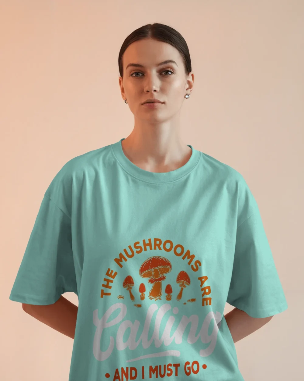 The Mushrooms Are Calling Oversized T-Shirt Unisex | 240 GSM 100% Cotton Oversized Trippy Mushroom Print – TripTribe® - Image 10