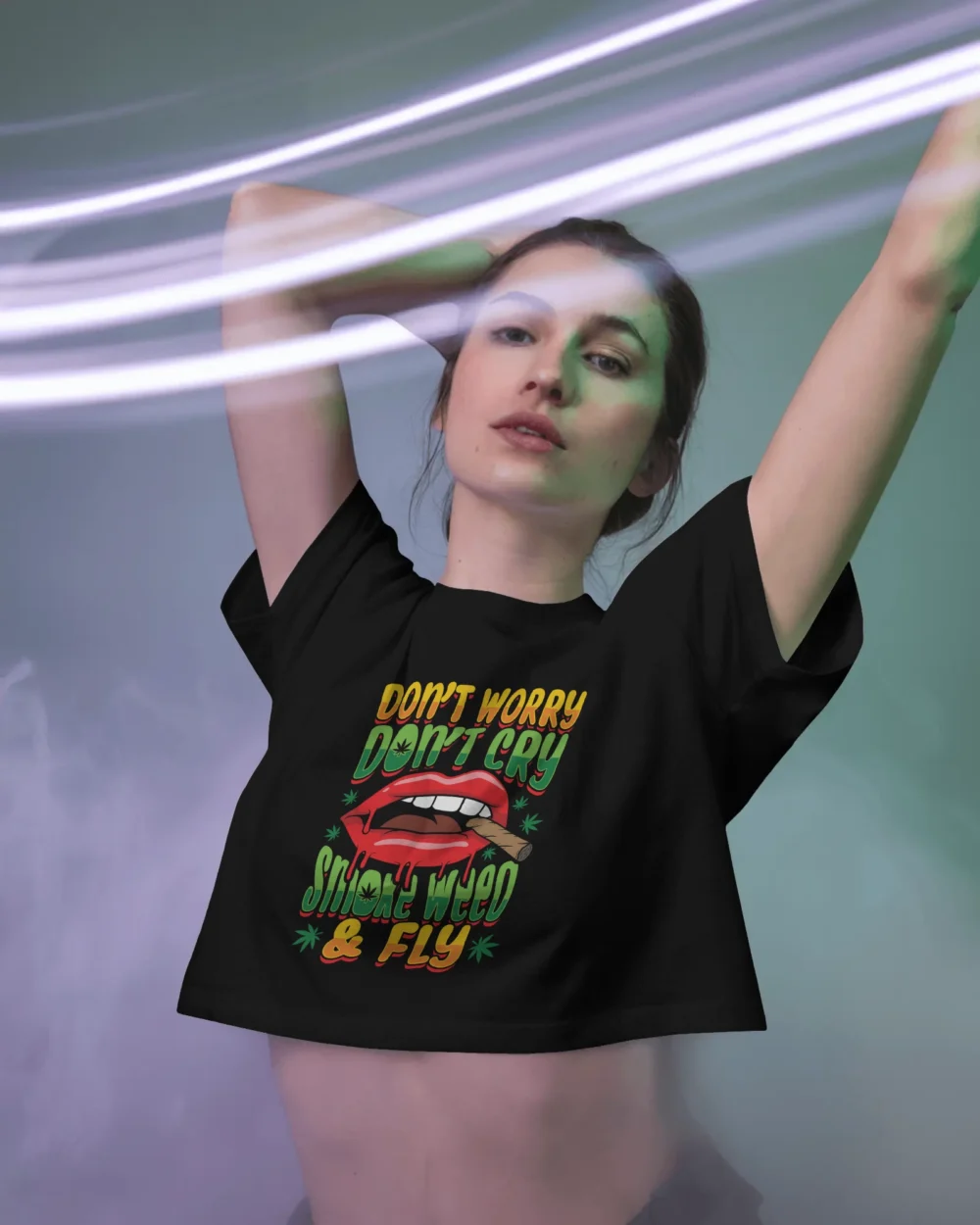 Smoke Weed & Fly CropTop — Women’s Stoner Graphic Crop Top TripTribe® - Image 3