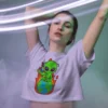 Don’t Mess With Me Crop Top | 180 GSM 100% Cotton | Alien Sitting on Earth – TripTribe®