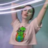 Don’t Mess With Me Crop Top | 180 GSM 100% Cotton | Alien Sitting on Earth – TripTribe® - Image 7