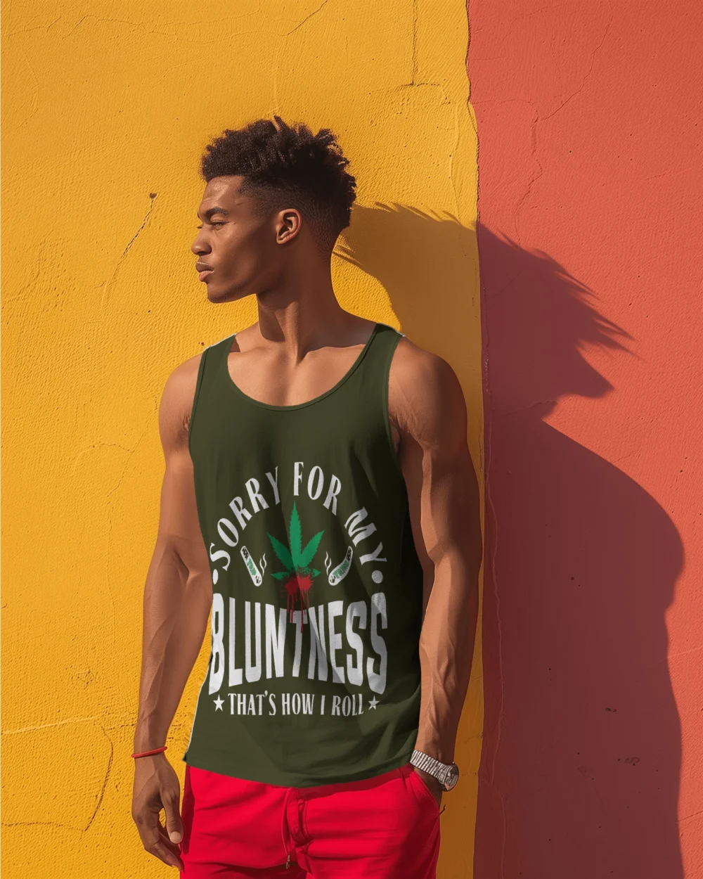 Sorry For My Bluntness Sleeveless T-Shirt | 180 GSM 100% Cotton Bold Weed Statement Vest – TripTribe® - Image 3