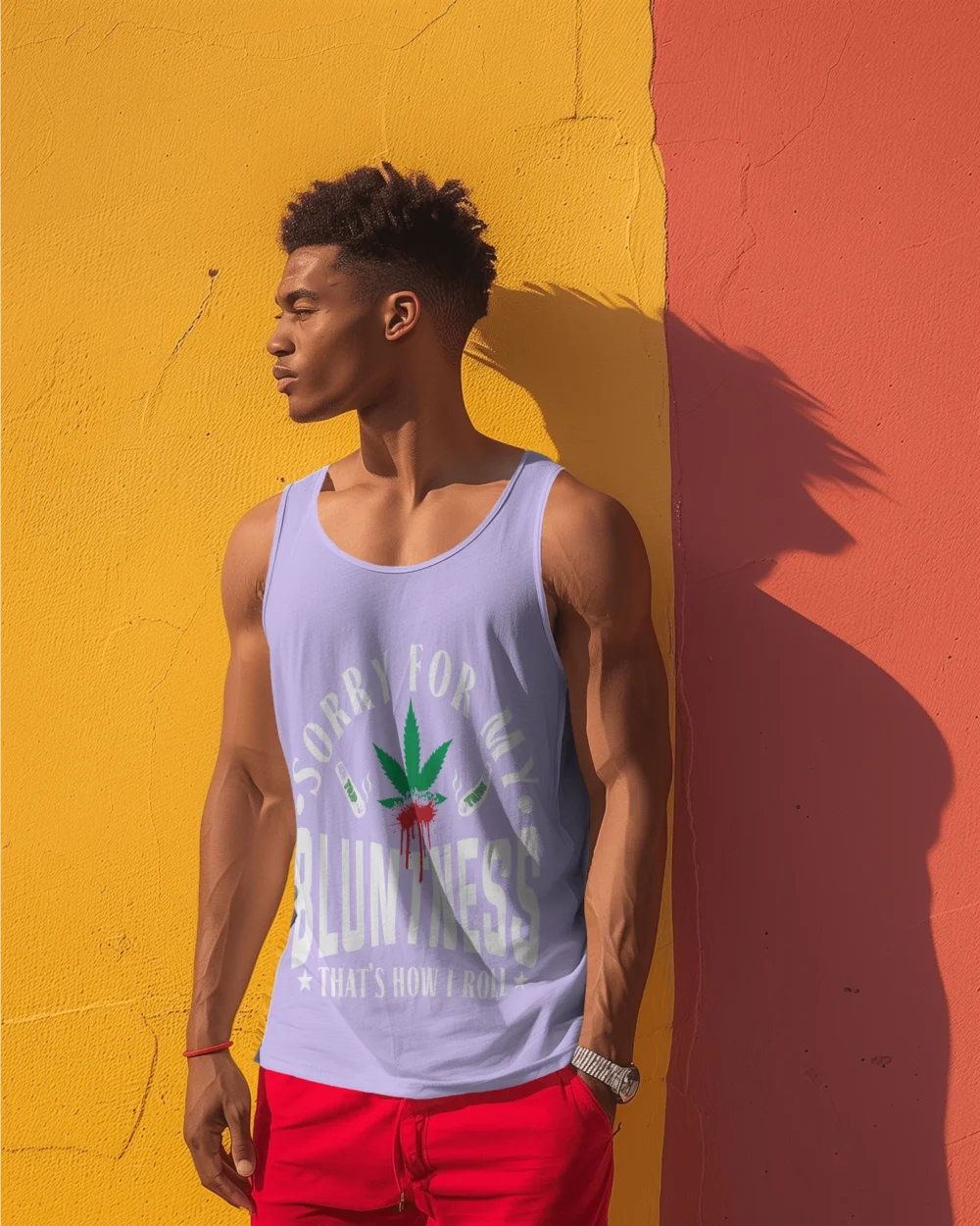 Sorry For My Bluntness Sleeveless T-Shirt | 180 GSM 100% Cotton Bold Weed Statement Vest – TripTribe® - Image 7