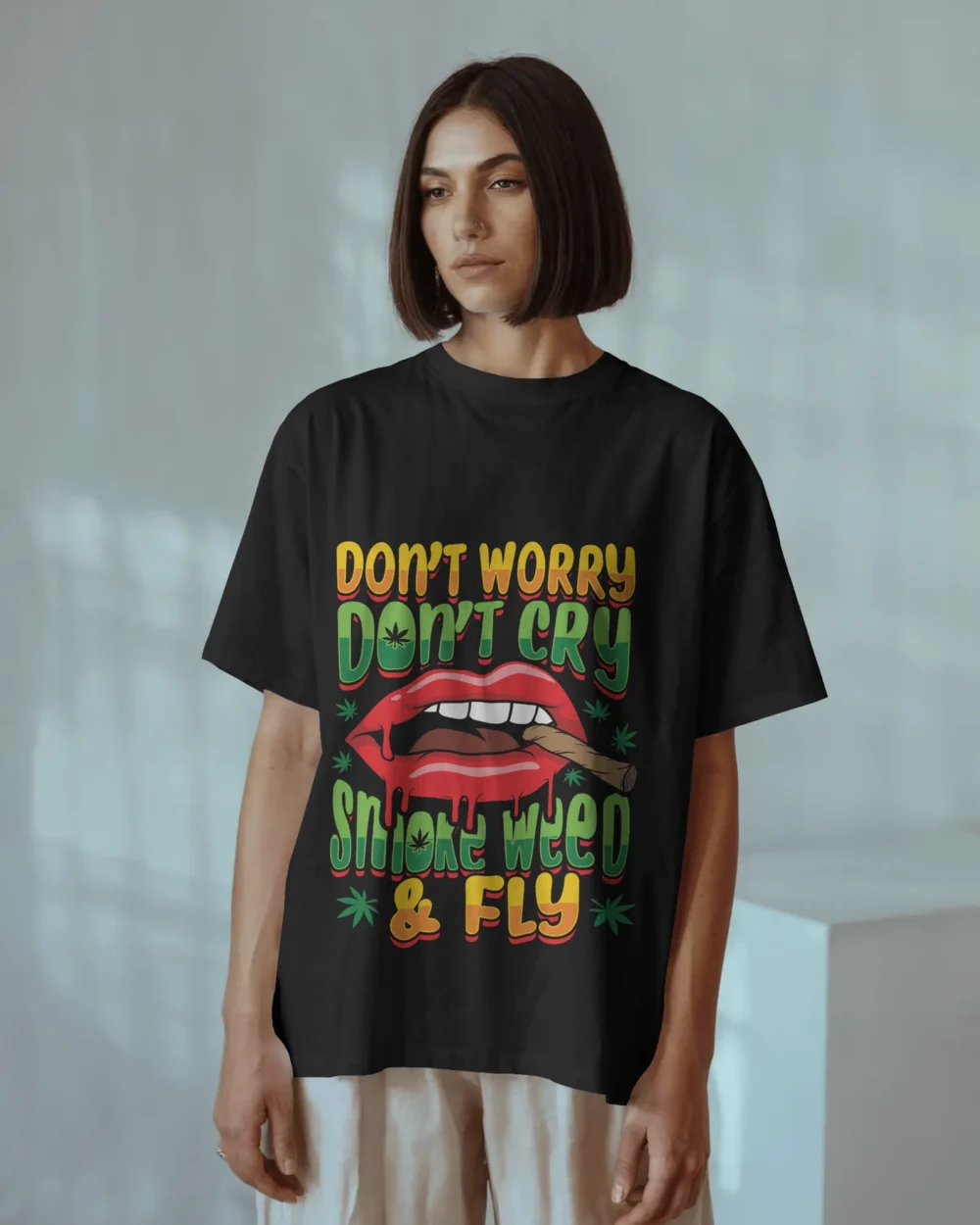 Smoke Weed & Fly 240GSM Unisex Oversized Tee — Heavyweight Cotton, Stoner Graphic Shirt - Image 10