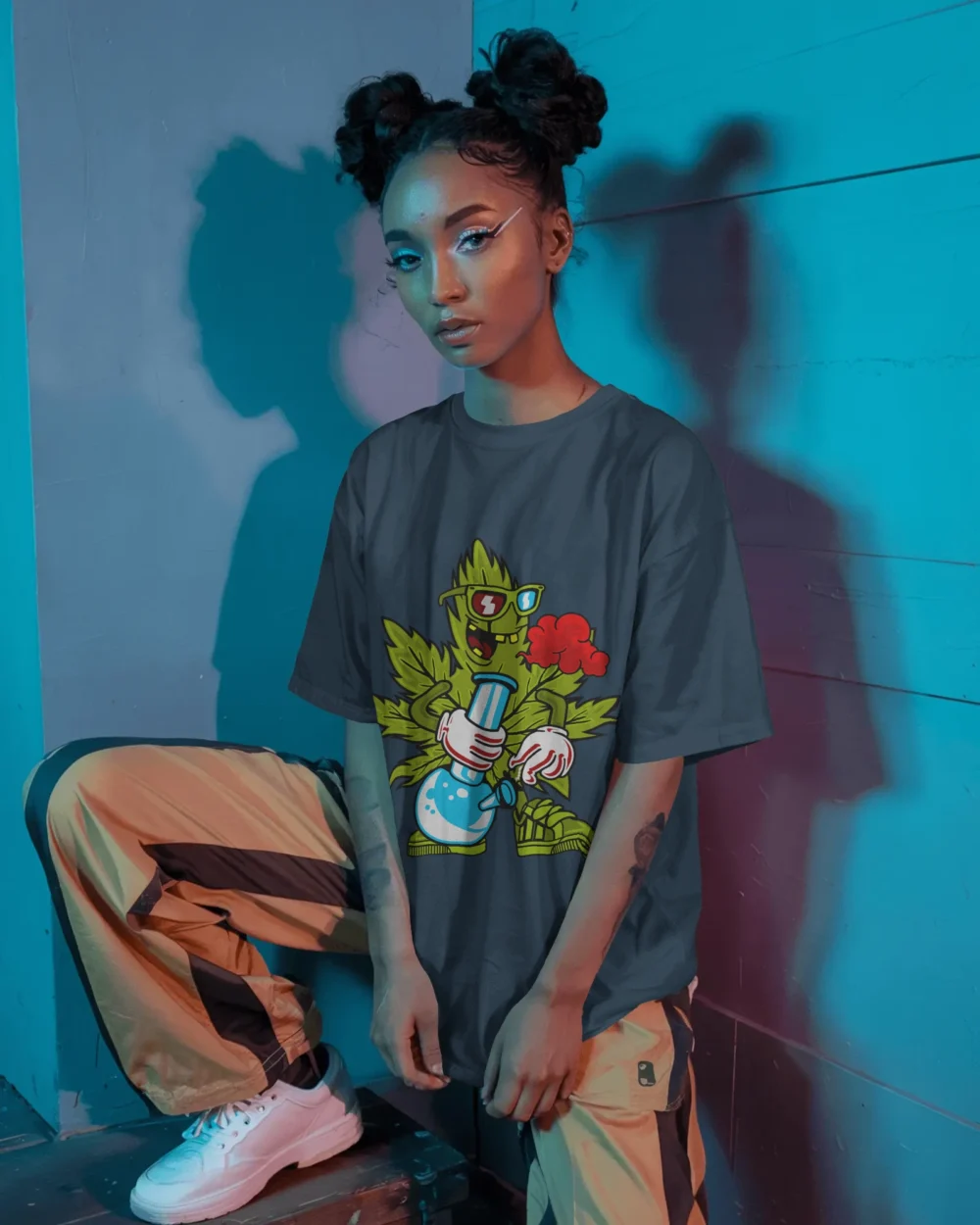 ZaZa High Oversized T-Shirt | 240 GSM Cotton Bong Graphic Tee – TripTribe® - Image 6