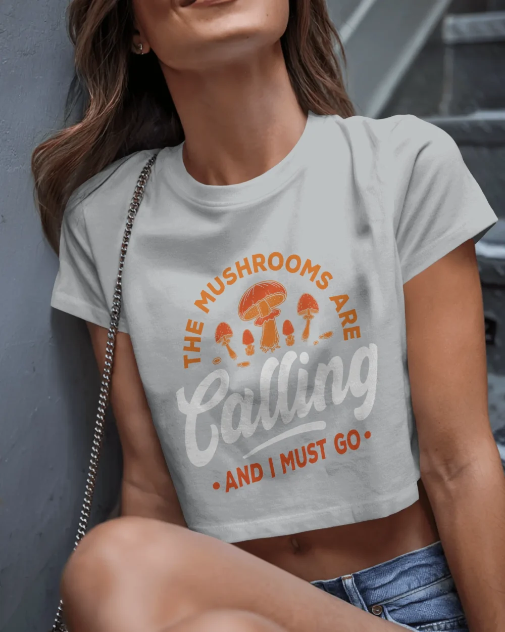 The Mushrooms Are Calling Crop Top | 100% Cotton 180GSM | Psychedelic Trippy Graphic Tee – TripTribe® - Image 9