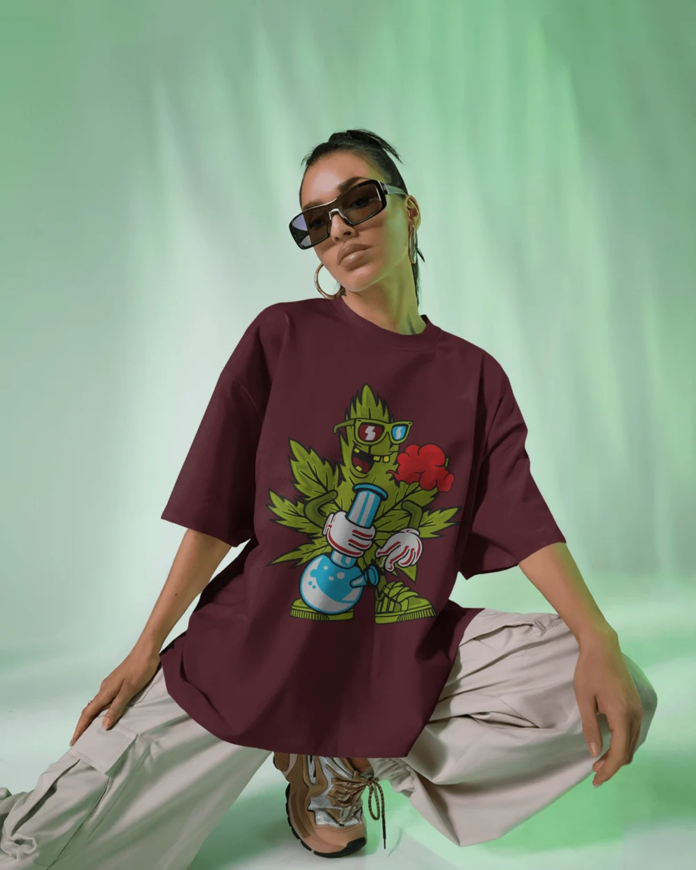 ZaZa High Oversized T-Shirt | 240 GSM Cotton Bong Graphic Tee – TripTribe® - Image 9