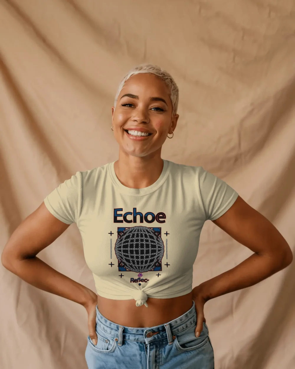 Echoe Women’s Crop Top | 180 GSM 100% Cotton Abstract Techcore Graphic Tee – TripTribe® - Image 8