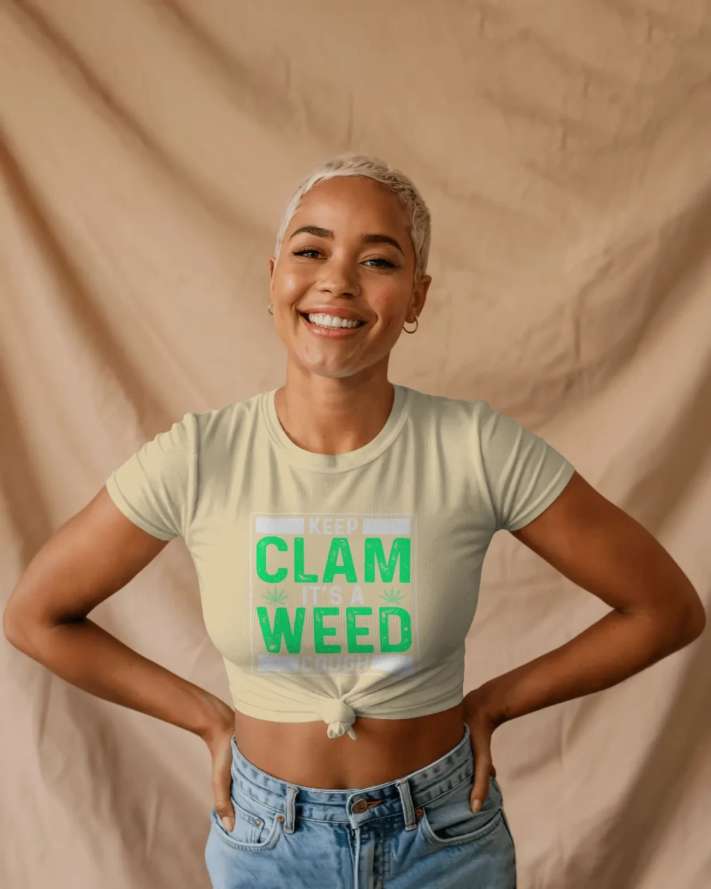 Keep Calm It’s a Weed Cough Women’s Crop Top | 180 GSM 100% Cotton Funny Stoner Graphic Tee – TripTribe® - Image 8