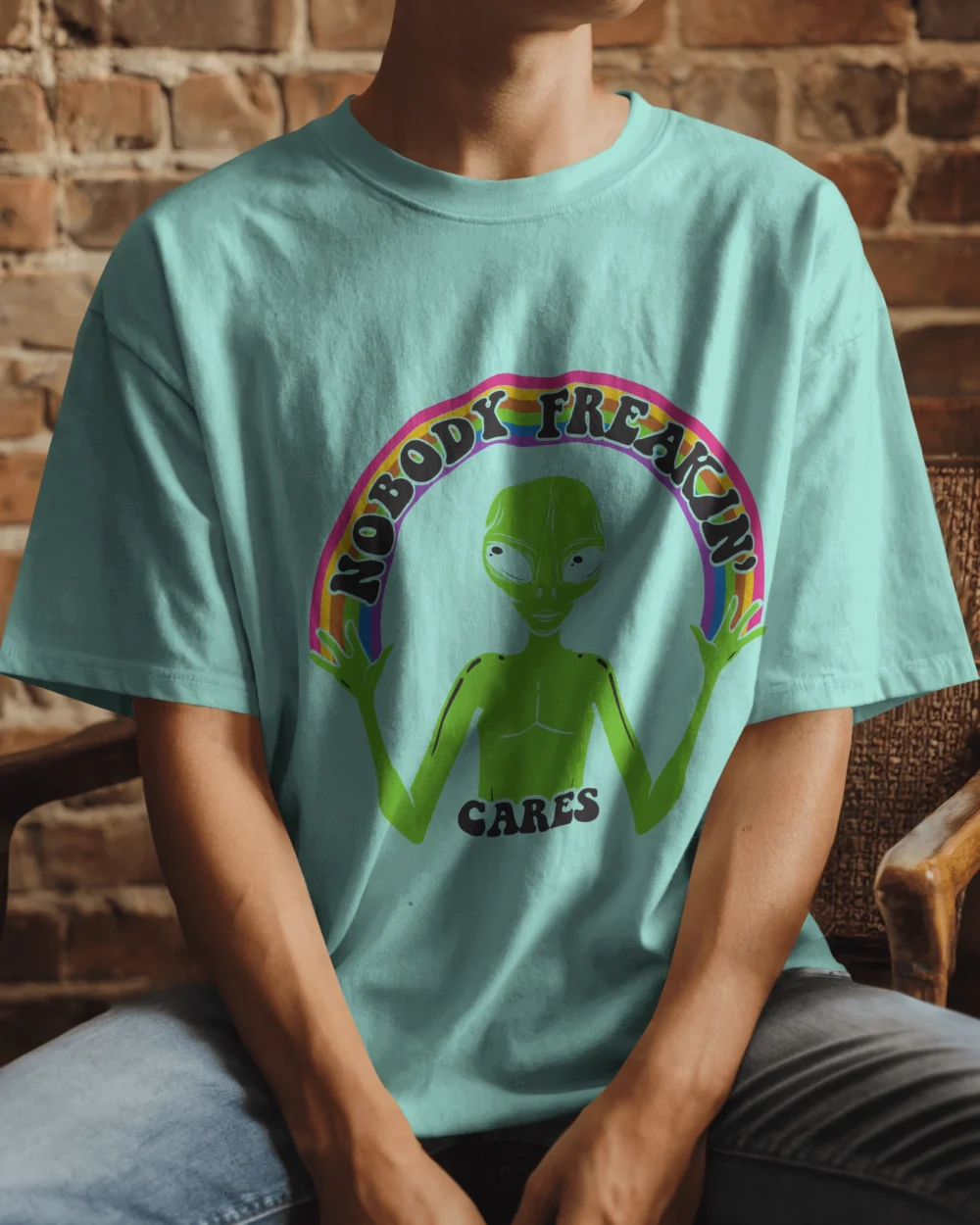 👽 Nobody Freakin’ Cares Oversized Tee | 240 GSM | TripTribe® - Image 6