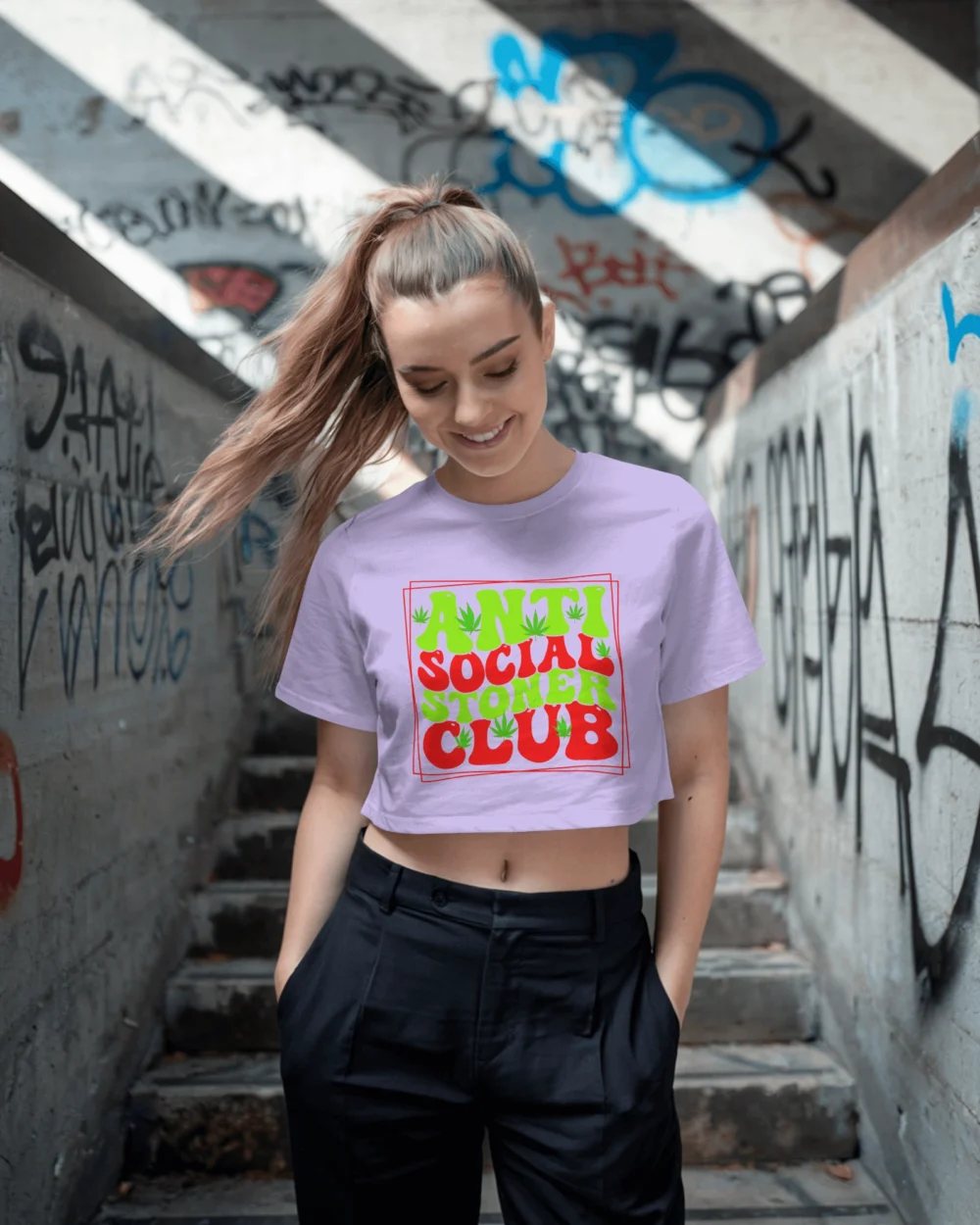 ANTI SOCIAL STONER CLUB Crop Top | 180 GSM | Chill Vibes Tee - Image 5