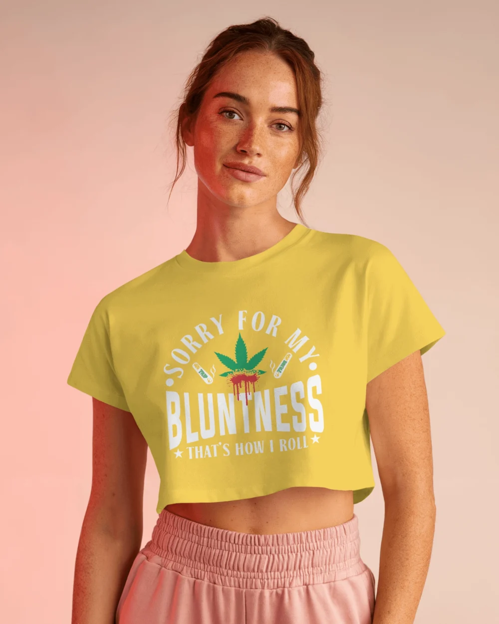 Sorry For My Bluntness Crop Top | 100% Cotton 180GSM | Trippy Weed Graphic – TripTribe® - Image 5