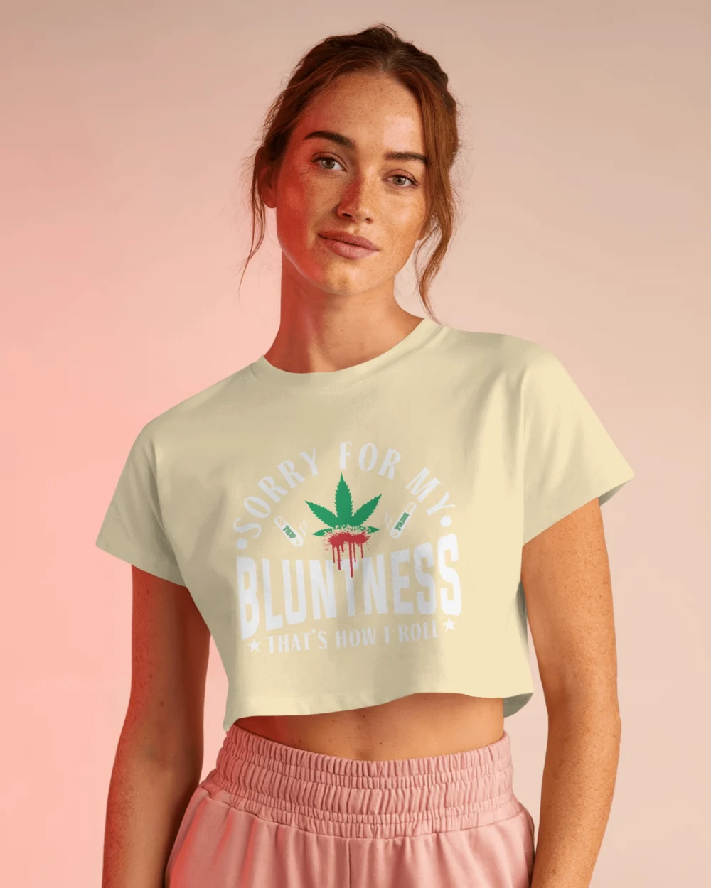 Sorry For My Bluntness Crop Top | 100% Cotton 180GSM | Trippy Weed Graphic – TripTribe® - Image 7