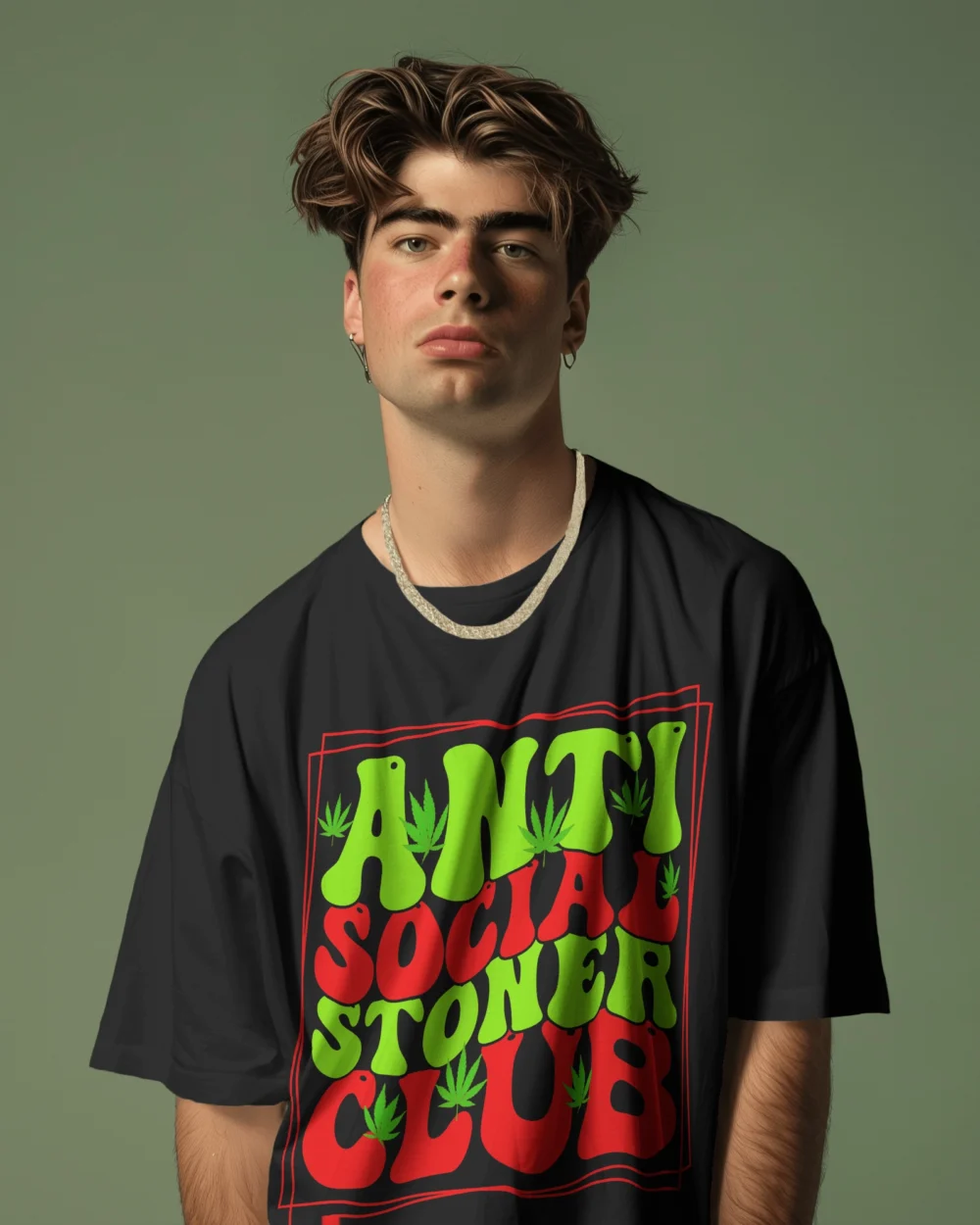 ANTI SOCIAL STONER CLUB Oversized T-Shirt | 240 GSM 100% Cotton Unisex Heavyweight - Image 9